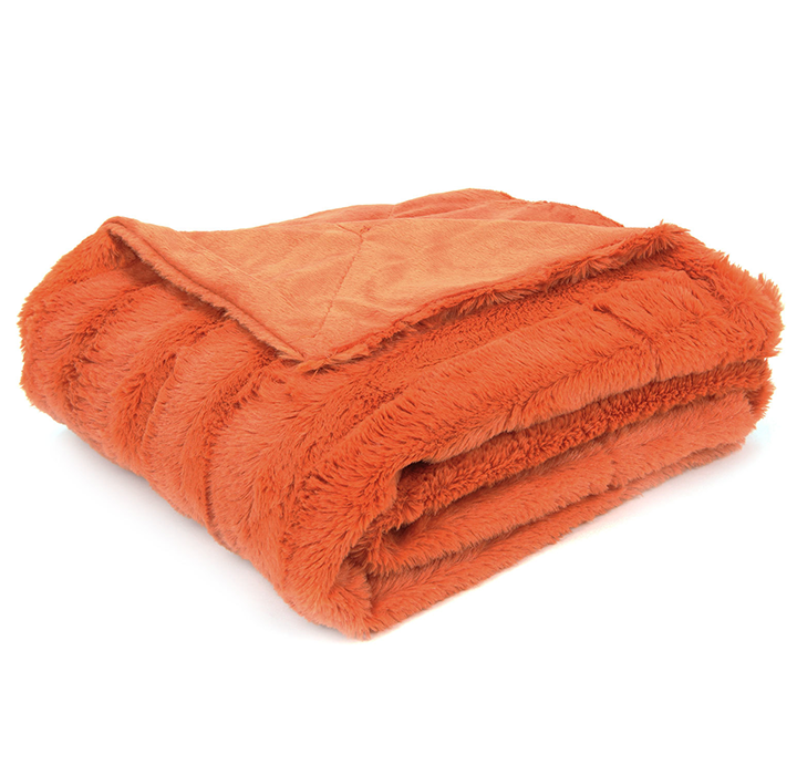 Photos - Duvet Private Label Soft Faux Fur Microplush Reversible Throw Blanket - 86 x 86 - Rust CC-FRBLNK86X86-RST