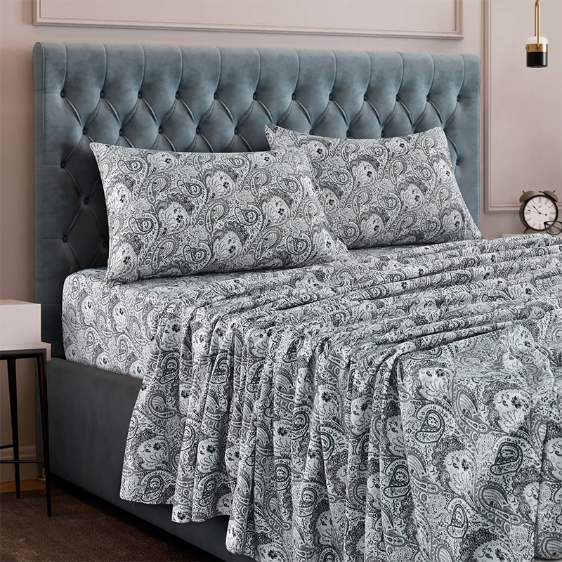 Photos - Bed Linen Hannah Linen 4- or 6-Piece Paisley Printed Deep Pocket Bed Sheet Set - FUL