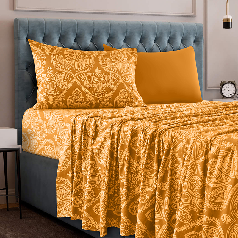 4 or 6-Piece Paisley Printed Deep Pocket Bed Sheet Set - Twin-XL - Taupe