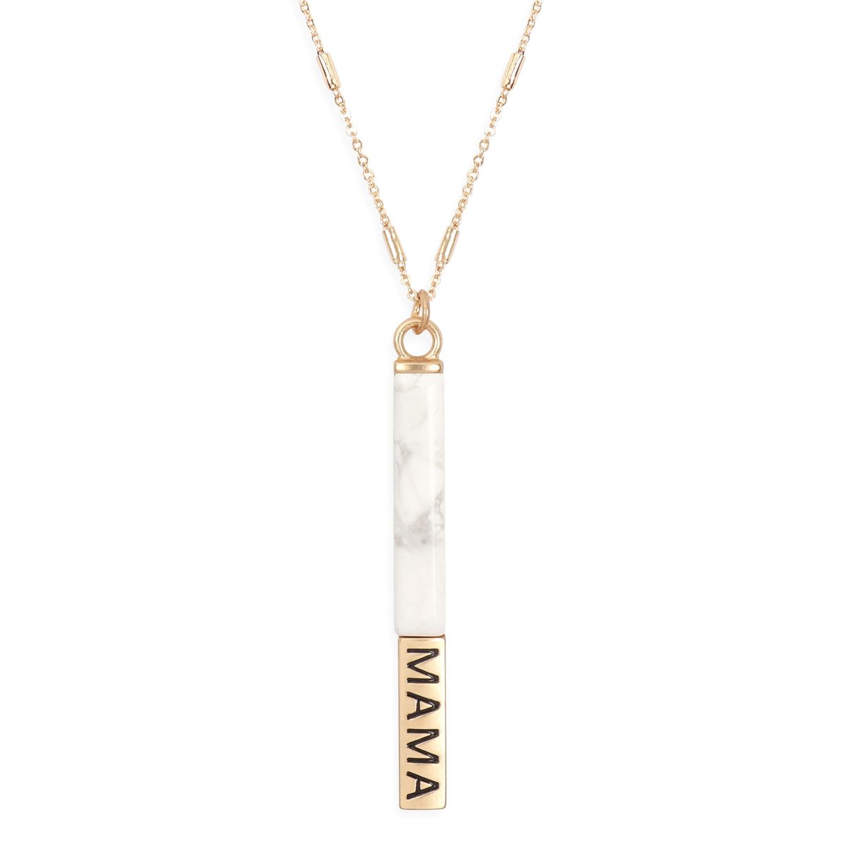Natural Stone Pendant Bar Necklace - Mama - Howlite