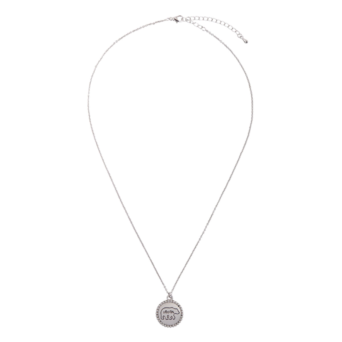Stamped 'Mama Bear' Matte Necklace - Round Pendant Silver Matte