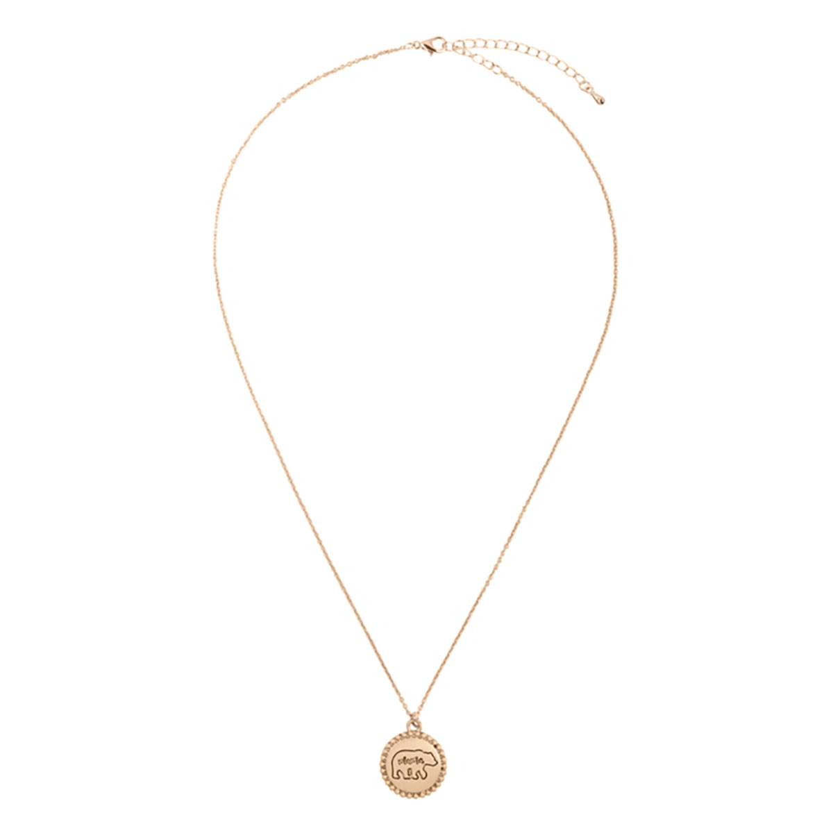 Stamped 'Mama Bear' Matte Necklace - Round Pendant Gold Matte
