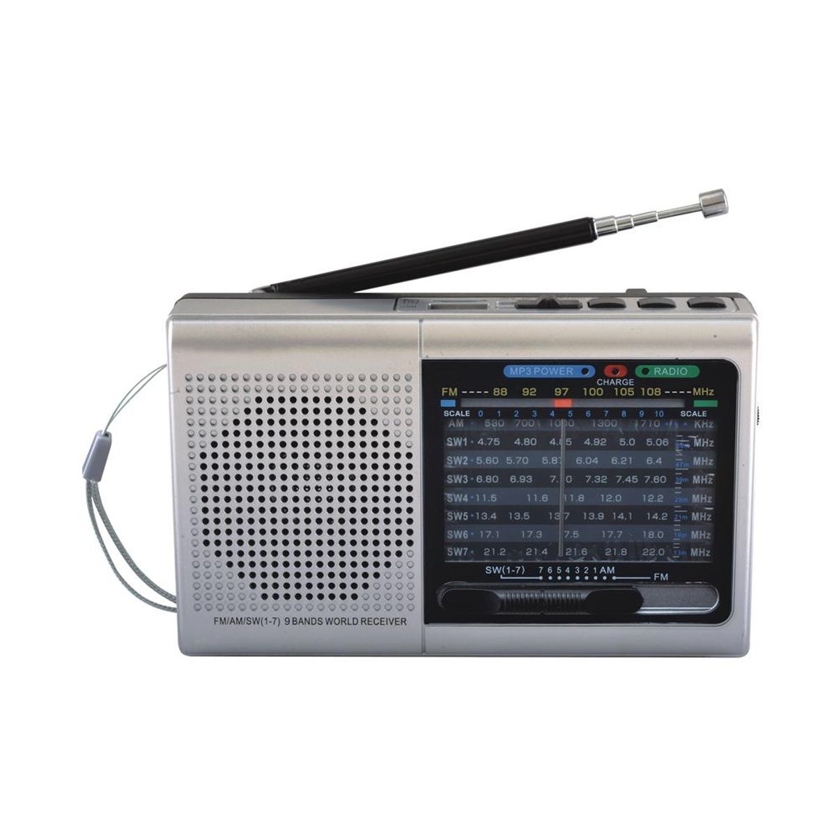 Photos - Radio / Table Clock SuperSonic SuperSonic® 9-Band Radio with Bluetooth - Silver SC-1080BT SILV