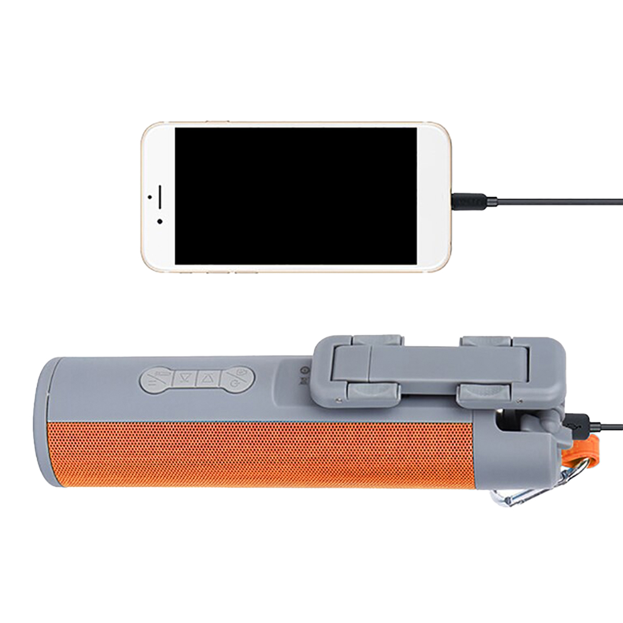 4-in-1 Selfie Stick, Mount, Speaker, & Power Bank - Orange