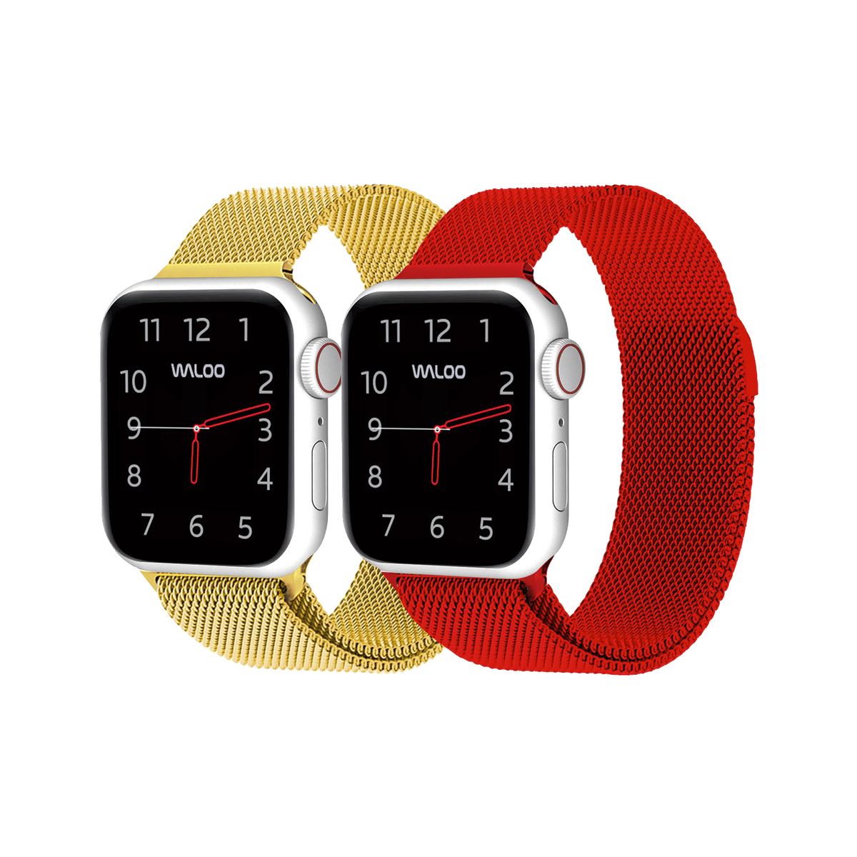 Waloo® Milanese Watch Band for Apple Watch Series 1-7 (2-Pack) - 42/44/45 - Gold / Red
