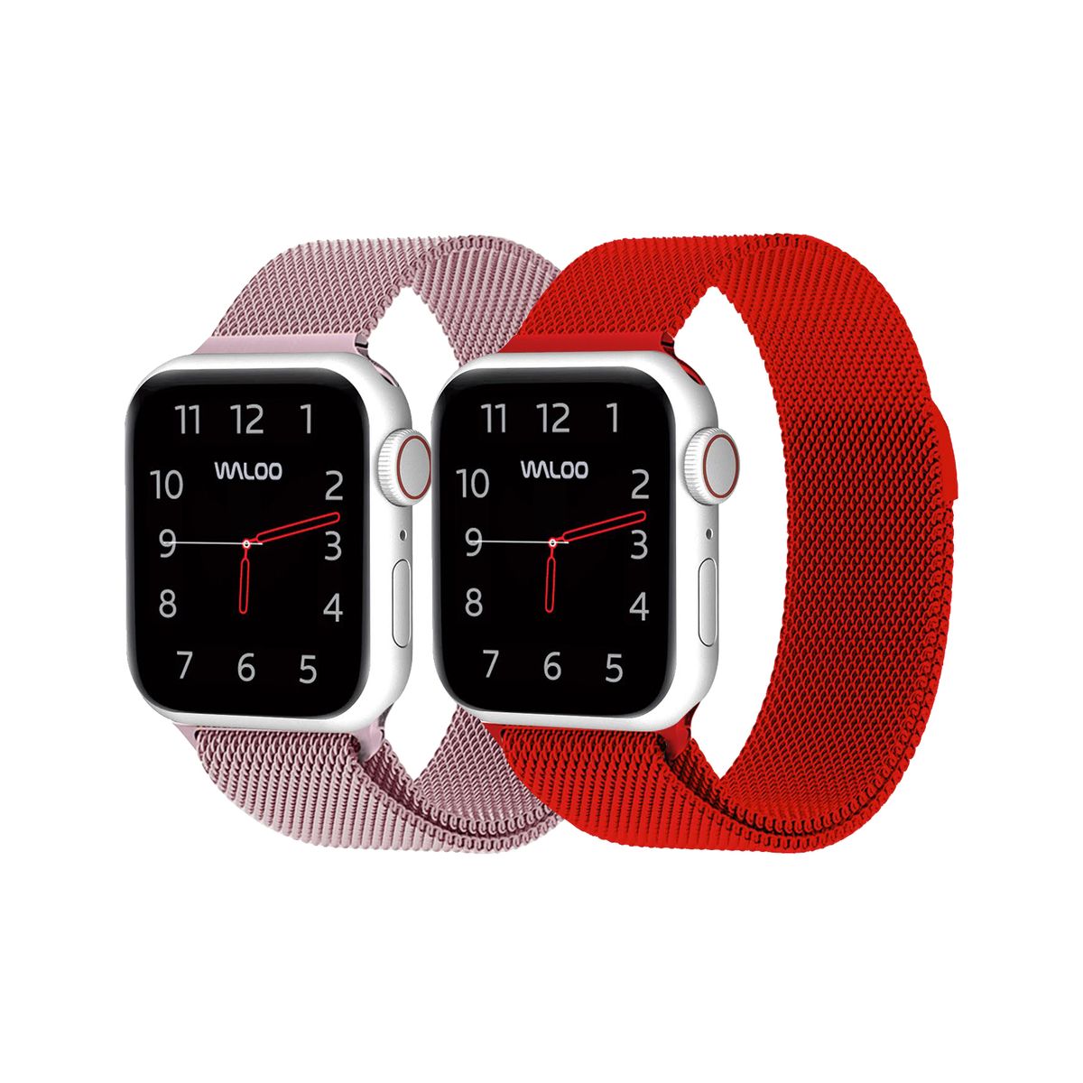Photos - Other for Mobile Waloo Waloo® Milanese Watch Band for Apple Watch Series 1-7  - 38/40/41 - Rose / Red 2 PACK ROSE GOLD /RED 38MM(2-Pack)
