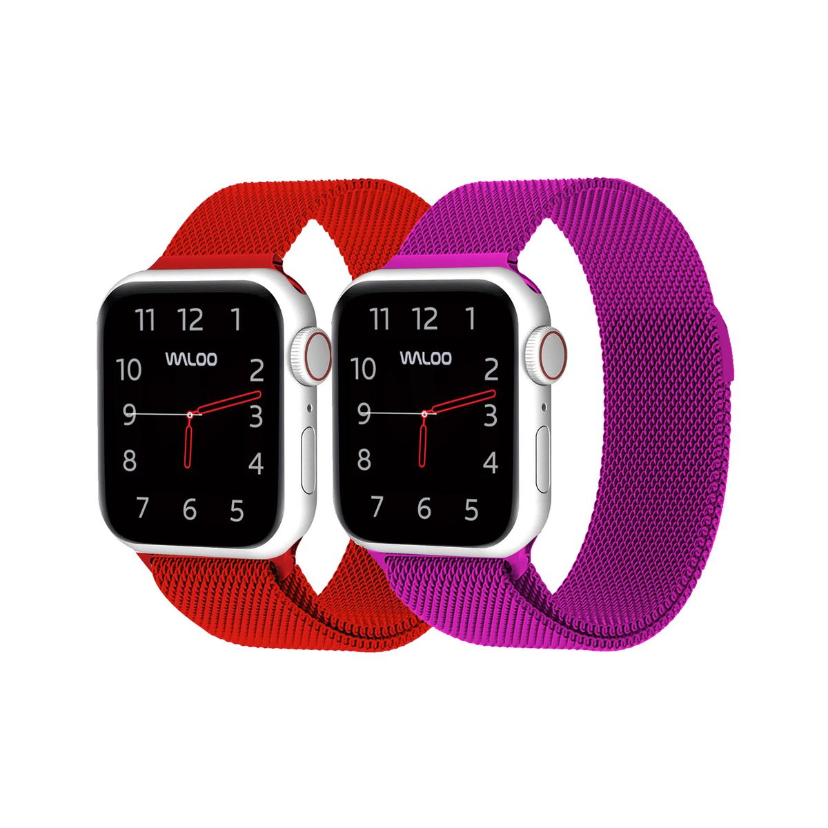 Photos - Other for Mobile Waloo Waloo® Milanese Watch Band for Apple Watch Series 1-7 - 42/44/45 - Red / Purple 2 PACK PURPLE/RED 42 MM(2-Pack)
