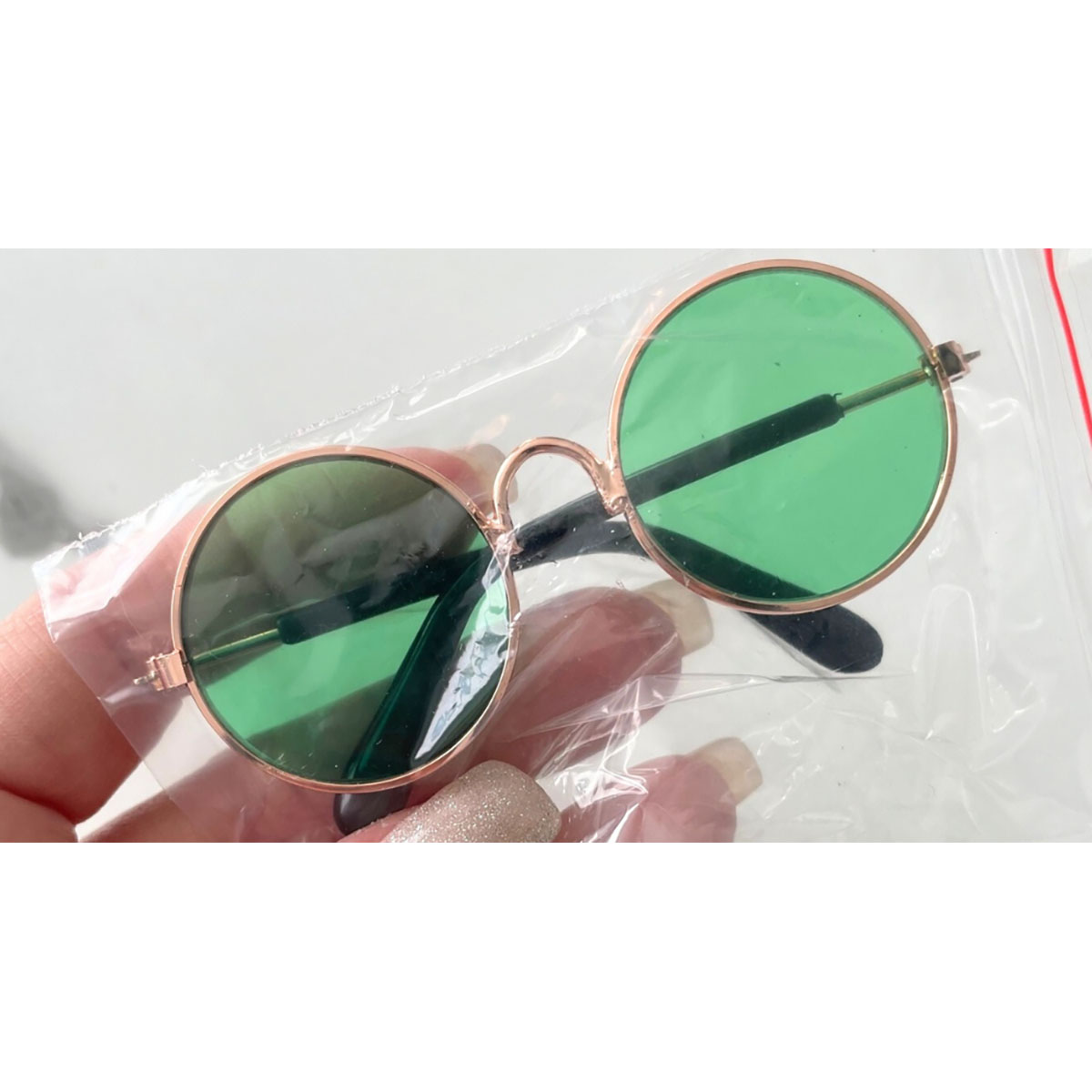 Round Pet Glasses  Green Transparent