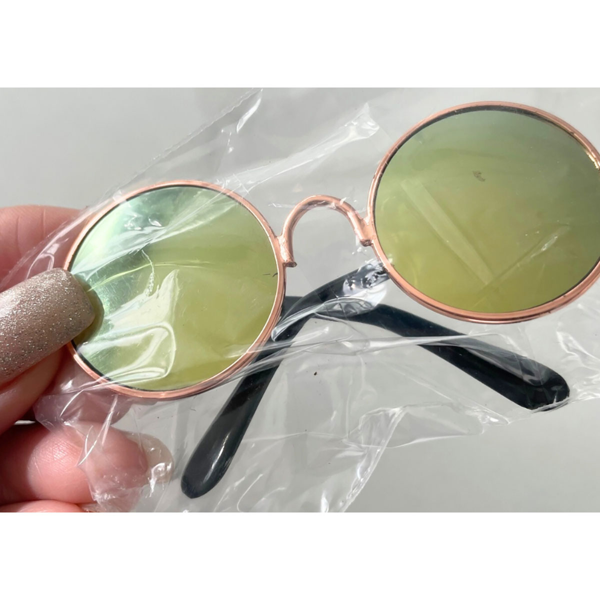 Round Pet Glasses  Green Mirror