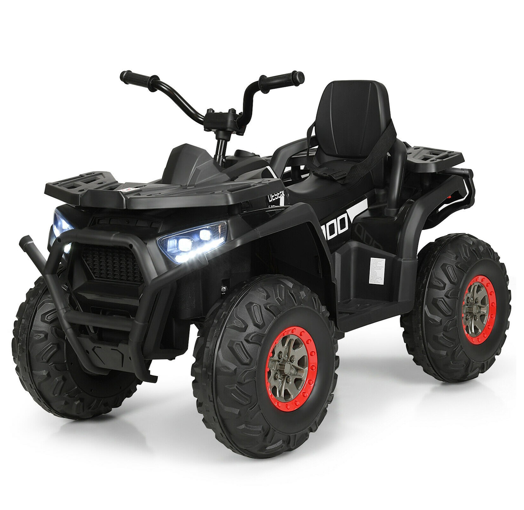 Kids' 12V Electric 2-Speed Ride-On ATV with MP3 Port & LED Lights - Black