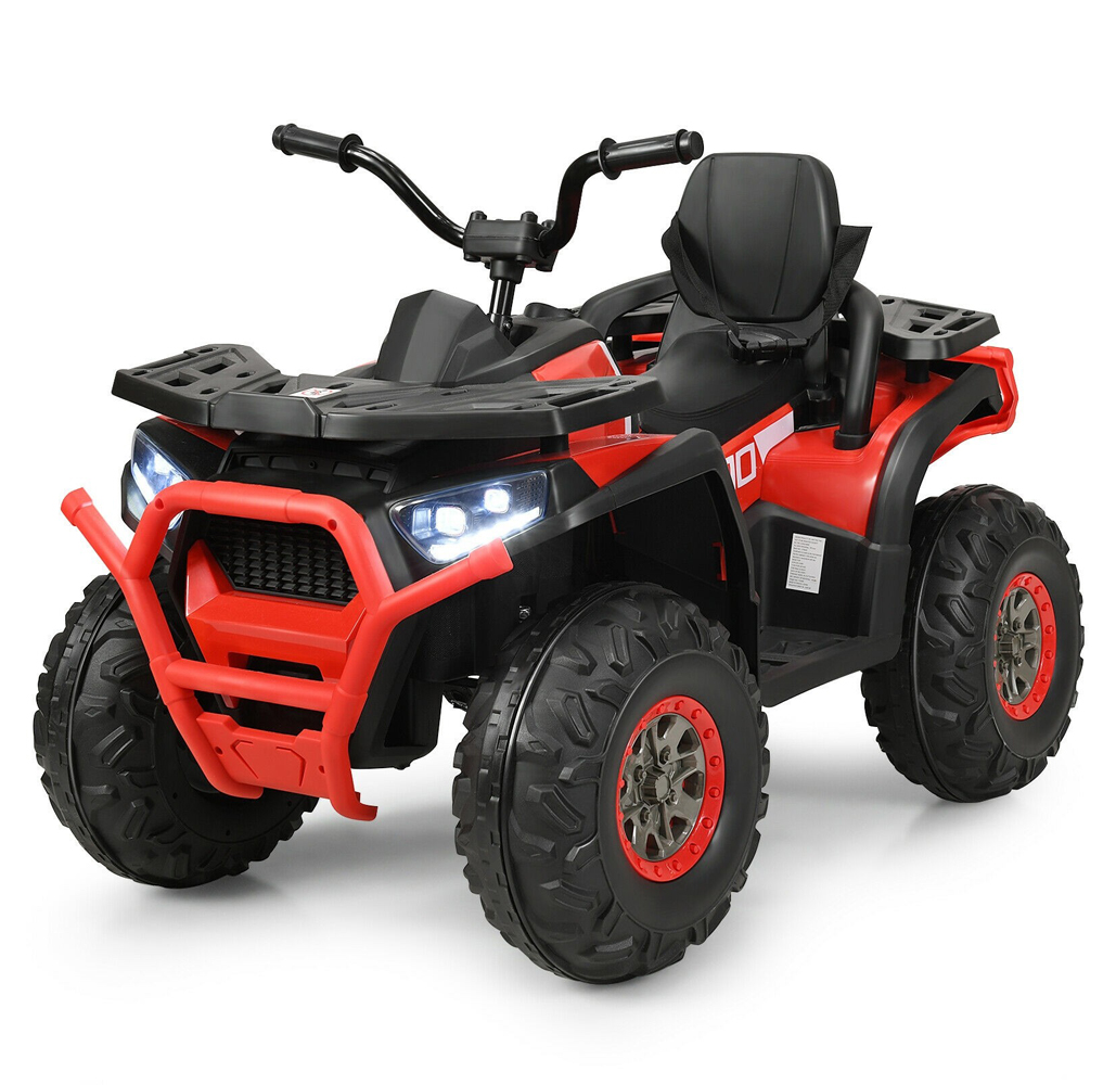 Kids' 12V Electric 2-Speed Ride-On ATV with MP3 Port & LED Lights - Red