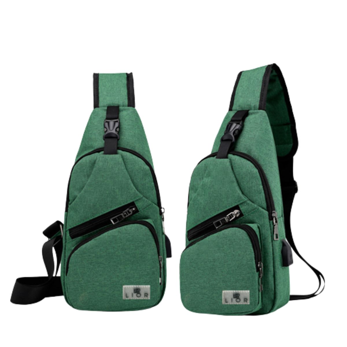 Lior™ Shoulder Crossbody Backpack with USB Cable - Green