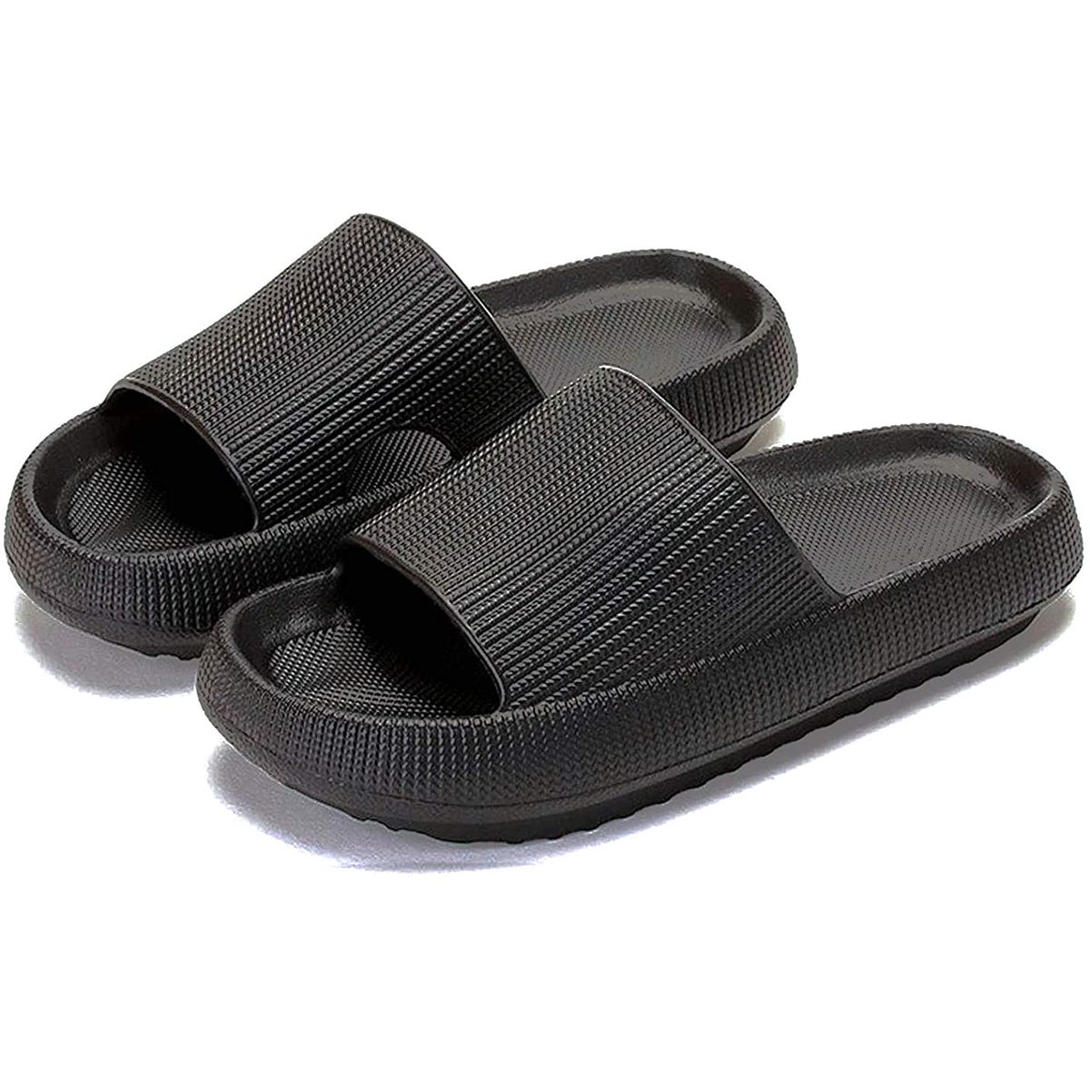 Women's Cloud Pillow Slide Slipper - BLACK / L