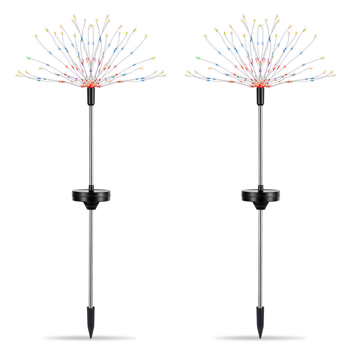Solarek&reg; 2-Piece Solar Powered Starburst Firework 120-LED Garden Path Lights - Solarek 2Pcs Solar Powered Lights C