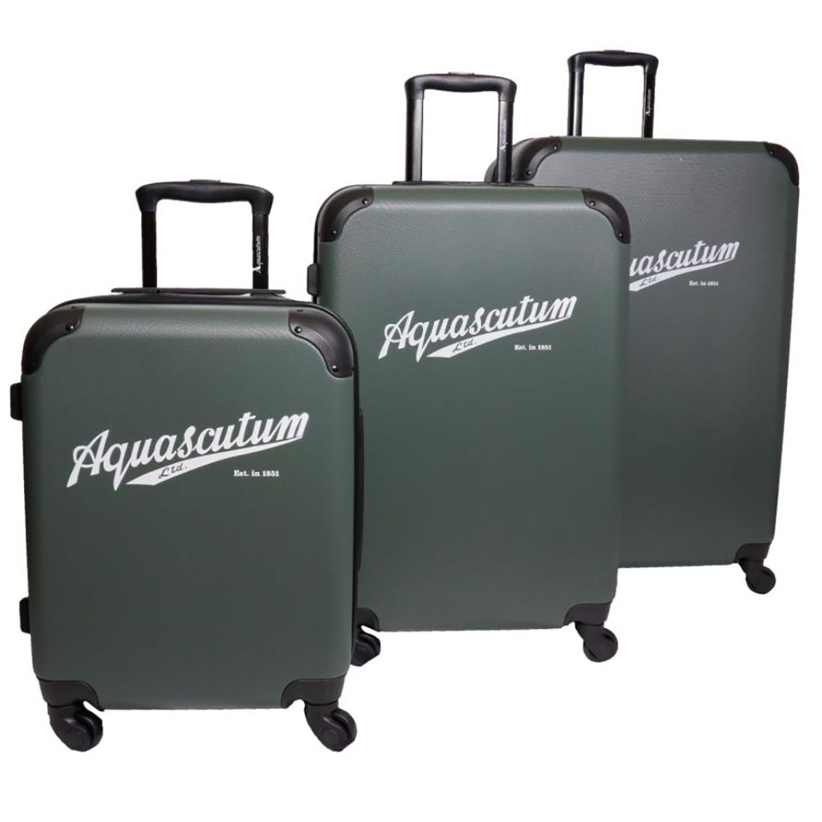 Aquascutum® Hardside Spinner Luggage Suitcases (Set of 3) - Green