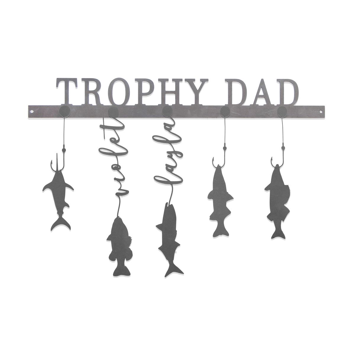 Personalized Steel Fish Wall Sign - Silver Powder Coat