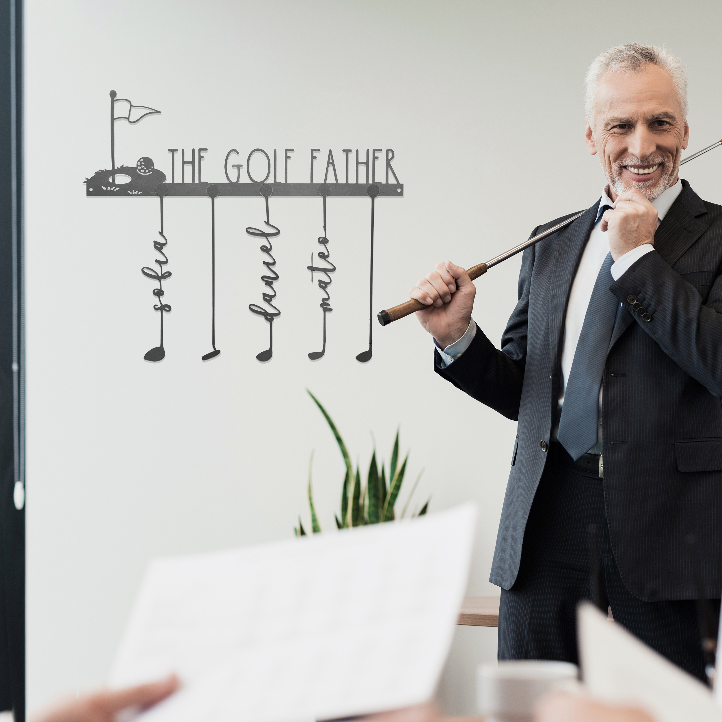 Personalized Hole-in-One Family Name Golf Sign - Silver Powder Coat