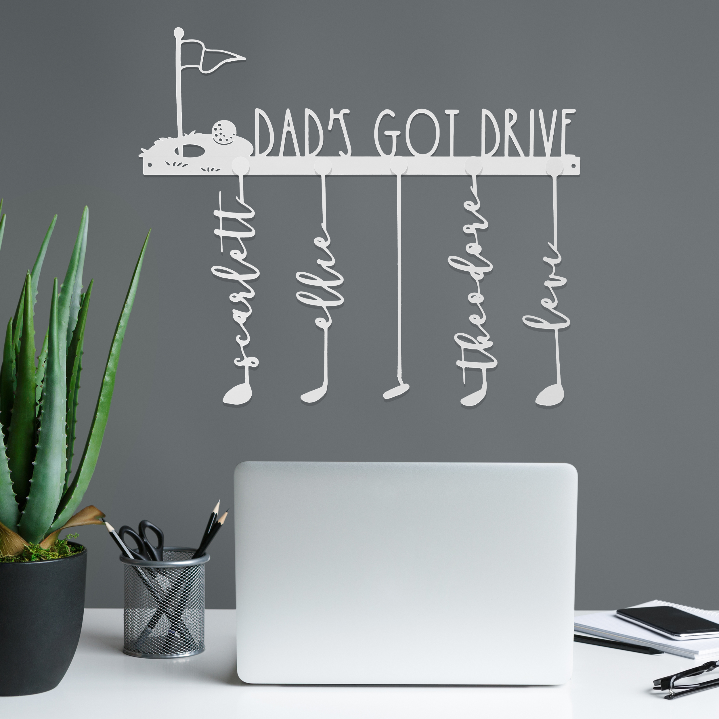 Personalized Hole-in-One Family Name Golf Sign - White Powder Coat