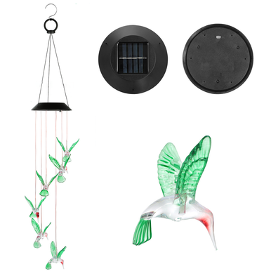 Solarek&reg; Solar 6-LED String Light Hummingbird Wind Chime