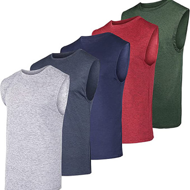 Men's Active Athletic Performance Tank Tops (5-Pack) - Small