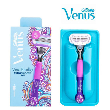 Gillette Venus Vera Bradley Swirl Razor Handle + 2 Blade Cartridge