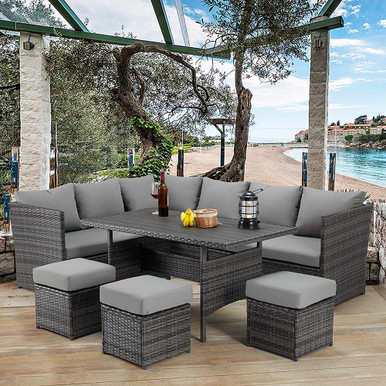 Photos - Garden Furniture AECOJOY Rattan 7-Piece Outdoor Dining Sofa Set with Multiple Layout Option