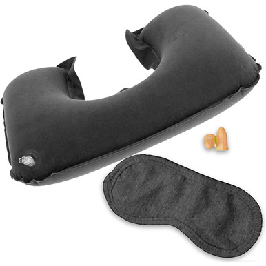 Zone Tech&reg; Inflatable Neck Pillow Eye Mask and Earplug Set