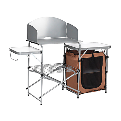 Foldable Outdoor BBQ Camping Table with Windscreen