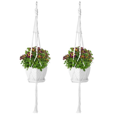 Cotton Rope Macrame Hanging Plant Holder for Pots (2-Pack)
