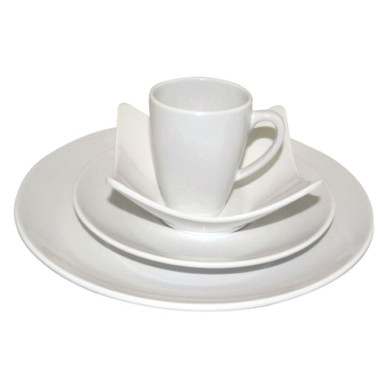 White Melamine Rimless 4-Piece Dinnerware Set