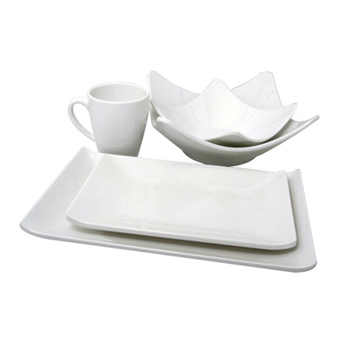 White Melamine 5-Piece Dinnerware Set