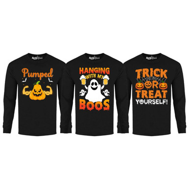 Men's Creepy Halloween Long Sleeve Shirt - Medium - Eat Drink and Be Scary