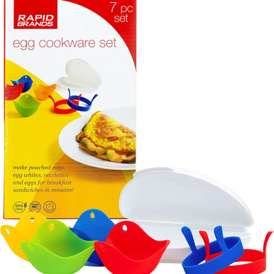 Rapid Brands 7Piece Microwave Poached  Omelette Egg Cookware Set
