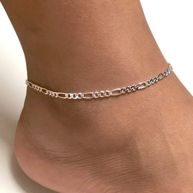 Silver Figaro Anklet 