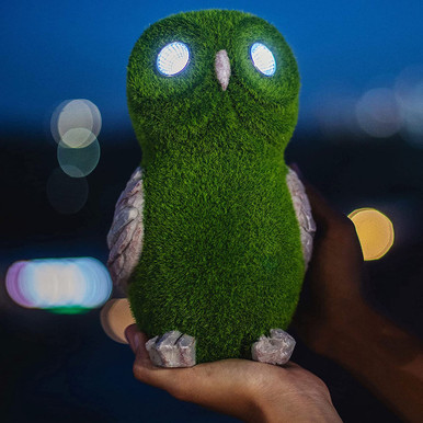 Garden Statue of Owl with Solar Light Eyes