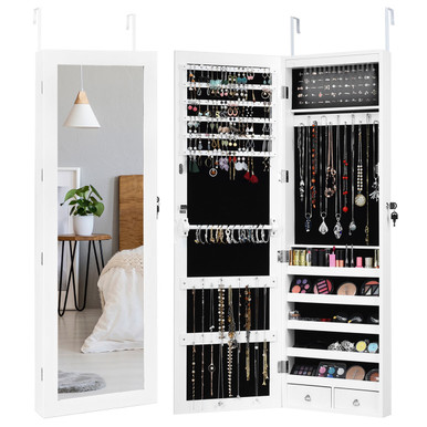 Photos - Wardrobe Goplus Mounted Mirror Jewelry Cabinet Organizer with LED Light HW54673