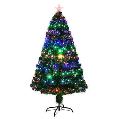 Pre-Lit 5-, 6-, or 7-foot Fiber Optic Christmas Tree with Multicolored Lights - 5'Pre-Lit Christmas Tree