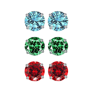 Round Stud Earrings Set (3-Pair)
