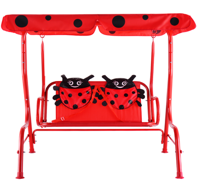 Photos - Canopy Swing Costway Red Ladybug Kids' Patio Swing OP3037