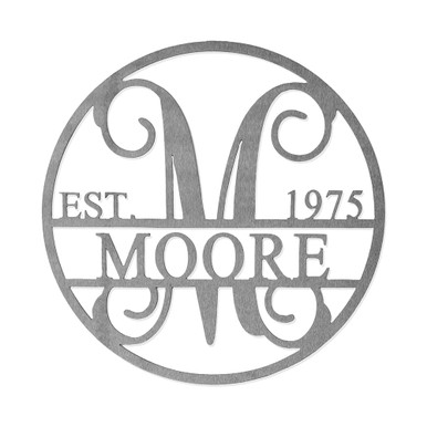 Personalized 15-Inch Established Circle Monogram Name Date Metal Sign