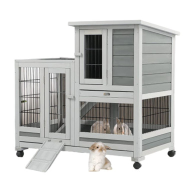 Photos - Pet Carrier / Crate AECOJOY AECOJOY® 37-Inch Rabbit Hutch with No-Leak Trays 20002WT-UG01