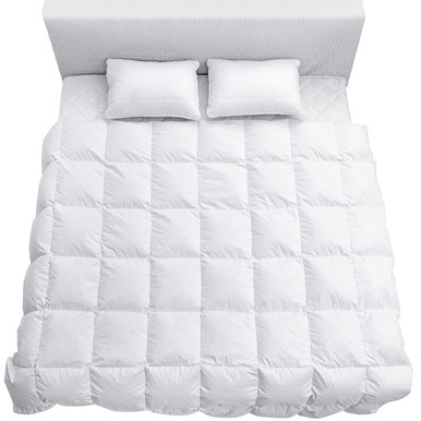 All Season Box Stitched Down Alternative White Comforter - King White