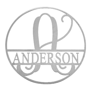 Personalized 12-Inch Circle Monogram Last Name Metal Sign