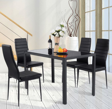 Black Modern 5-Piece Kitchen Dining Set
