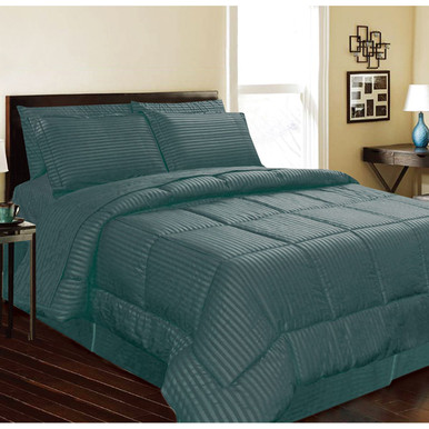 Stripe Embossed Down Alternative Comforter - Queen - White