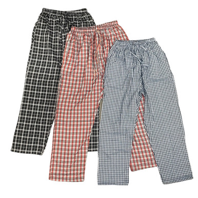 Men's Pajama Woven Cotton Lightweight Lounge Pants (3-Pack) - Small