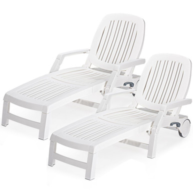 Photos - Garden Furniture Goplus White Patio Lounge Chair  2*OP70717WH(Set of 2)