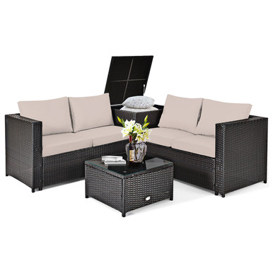 Rattan 4-Piece Outdoor Patio Furniture Set