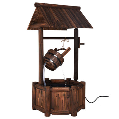 Photos - Fountain Pumps Costway Rustic Wooden Wishing Well Fountain OP3551 