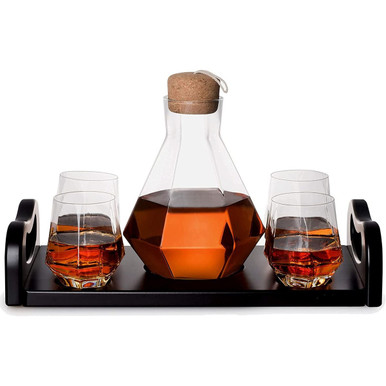 Italian Crafted Glass Decanter & Whisky Glasses Set